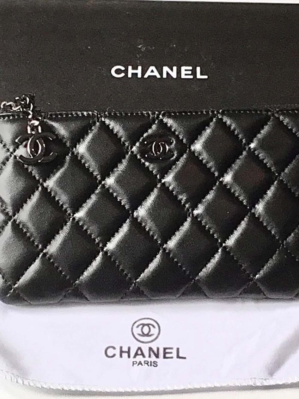 CHANEL LONG QULTED BLACK WALLET